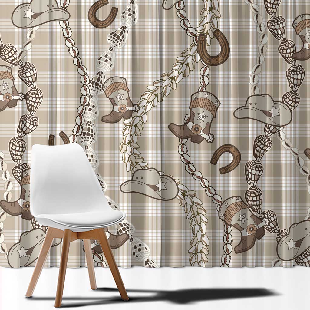 Hawaii Palaka Cowboy Window Curtain Shell Maile Lei With Western Patterns - Polynesian Pride
