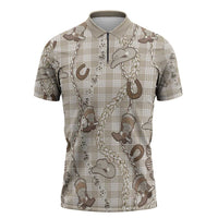 Hawaii Palaka Cowboy Zipper Polo Shirt Shell Maile Lei With Western Patterns - Polynesian Pride