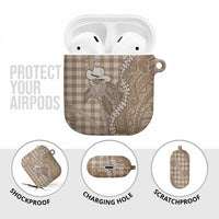 Beige Hawaii Palaka Cowboy Turtle AirPods Case Hawaiian Paniolo Puakenikeni Maile Lei - Polynesian Pride