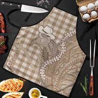 Beige Hawaii Palaka Cowboy Turtle Apron Hawaiian Paniolo Puakenikeni Maile Lei - Polynesian Pride