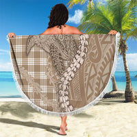 Beige Hawaii Palaka Cowboy Turtle Beach Blanket Hawaiian Paniolo Puakenikeni Maile Lei - Polynesian Pride