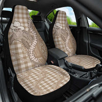 Beige Hawaii Palaka Cowboy Turtle Car Seat Cover Hawaiian Paniolo Puakenikeni Maile Lei - Polynesian Pride