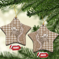 Beige Hawaii Palaka Cowboy Turtle Ceramic Ornament Hawaiian Paniolo Puakenikeni Maile Lei - Polynesian Pride