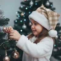 Beige Hawaii Palaka Cowboy Turtle Christmas Santa Hat Hawaiian Paniolo Puakenikeni Maile Lei - Polynesian Pride