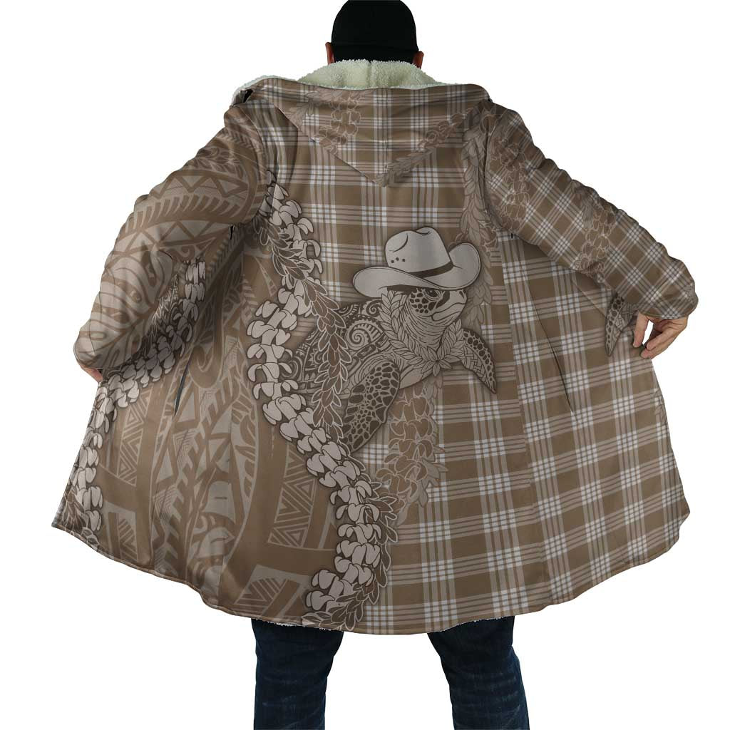 Beige Hawaii Palaka Cowboy Turtle Cloak Hawaiian Paniolo Puakenikeni Maile Lei - Polynesian Pride