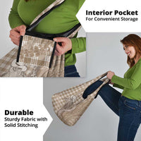 Beige Hawaii Palaka Cowboy Turtle Grocery Bag Hawaiian Paniolo Puakenikeni Maile Lei - Polynesian Pride