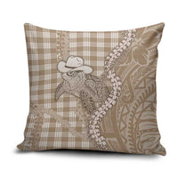 Beige Hawaii Palaka Cowboy Turtle Pillow Cover Hawaiian Paniolo Puakenikeni Maile Lei - Polynesian Pride