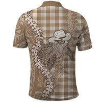 Beige Hawaii Palaka Cowboy Turtle Polo Shirt Hawaiian Paniolo Puakenikeni Maile Lei - Polynesian Pride