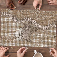 Beige Hawaii Palaka Cowboy Turtle Puzzle Hawaiian Paniolo Puakenikeni Maile Lei - Polynesian Pride