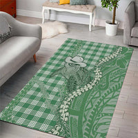 Green Hawaii Palaka Cowboy Turtle Area Rug Hawaiian Paniolo Puakenikeni Maile Lei - Polynesian Pride