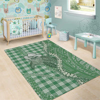 Green Hawaii Palaka Cowboy Turtle Area Rug Hawaiian Paniolo Puakenikeni Maile Lei - Polynesian Pride