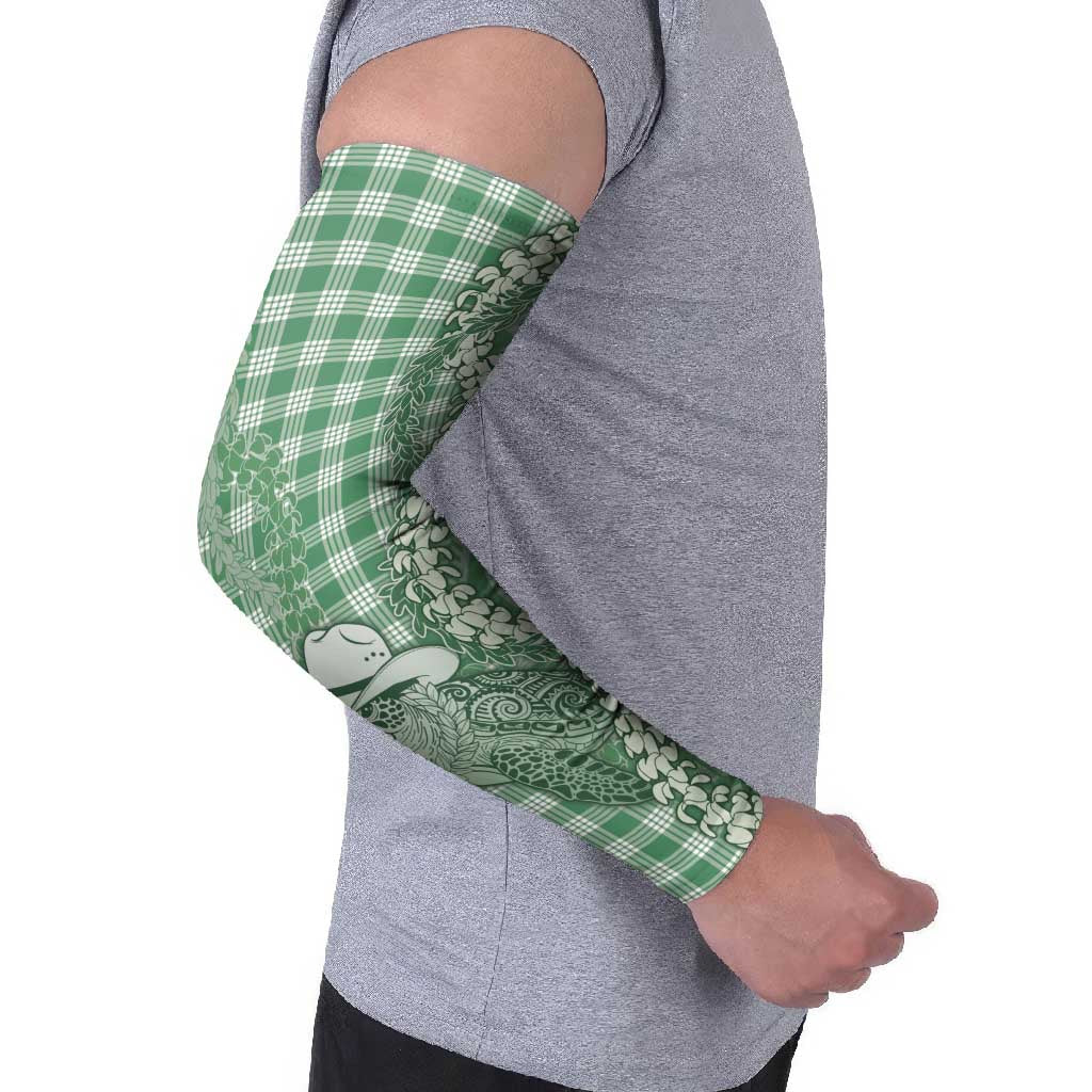 Green Hawaii Palaka Cowboy Turtle Arm Sleeves Hawaiian Paniolo Puakenikeni Maile Lei DT05 - Polynesian Pride