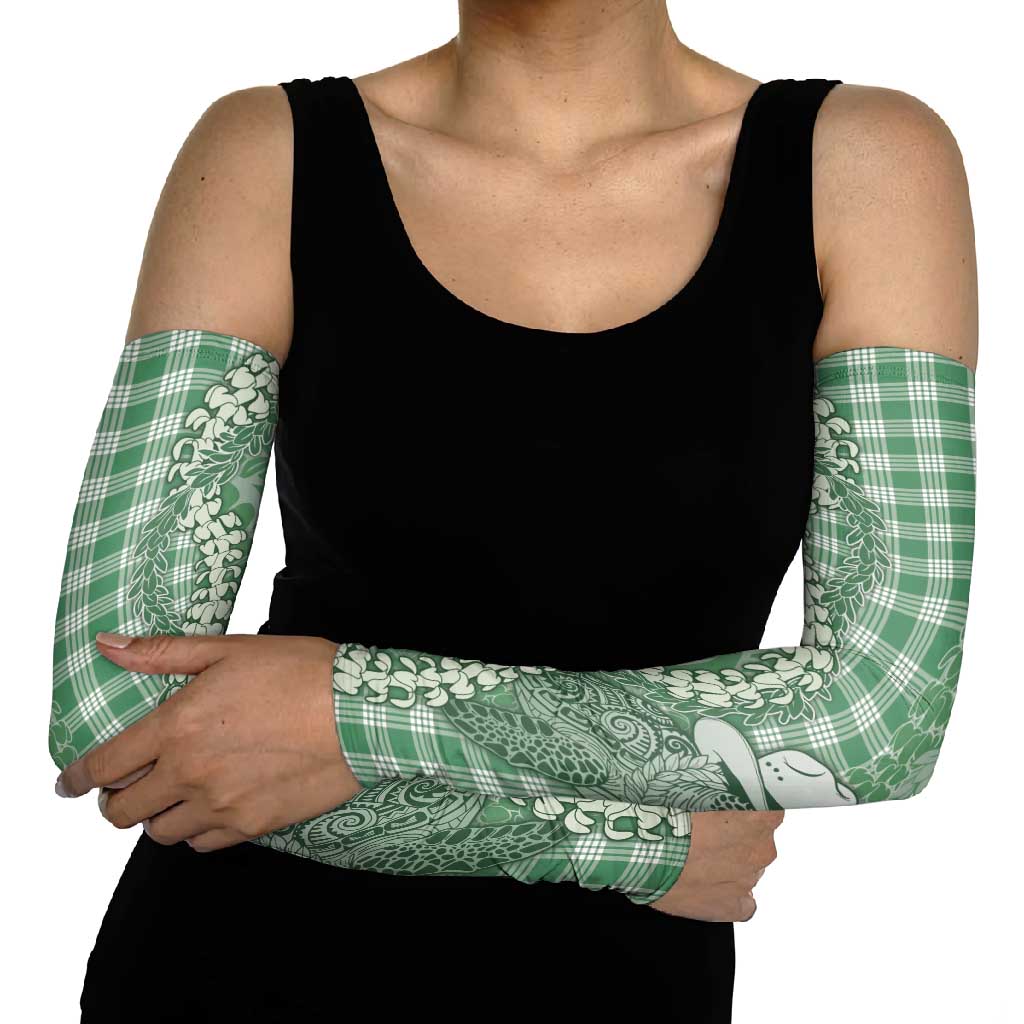Green Hawaii Palaka Cowboy Turtle Arm Sleeves Hawaiian Paniolo Puakenikeni Maile Lei DT05 - Polynesian Pride