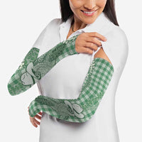 Green Hawaii Palaka Cowboy Turtle Arm Sleeves Hawaiian Paniolo Puakenikeni Maile Lei DT05 - Polynesian Pride