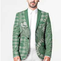 Green Hawaii Palaka Cowboy Turtle Blazer Hawaiian Paniolo Puakenikeni Maile Lei - Polynesian Pride