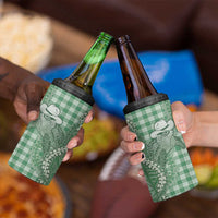 Green Hawaii Palaka Cowboy Turtle 4 in 1 Can Cooler Tumbler Hawaiian Paniolo Puakenikeni Maile Lei - Polynesian Pride