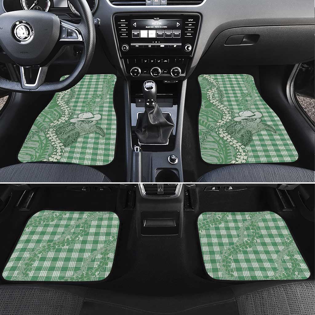 Green Hawaii Palaka Cowboy Turtle Car Mats Hawaiian Paniolo Puakenikeni Maile Lei - Polynesian Pride