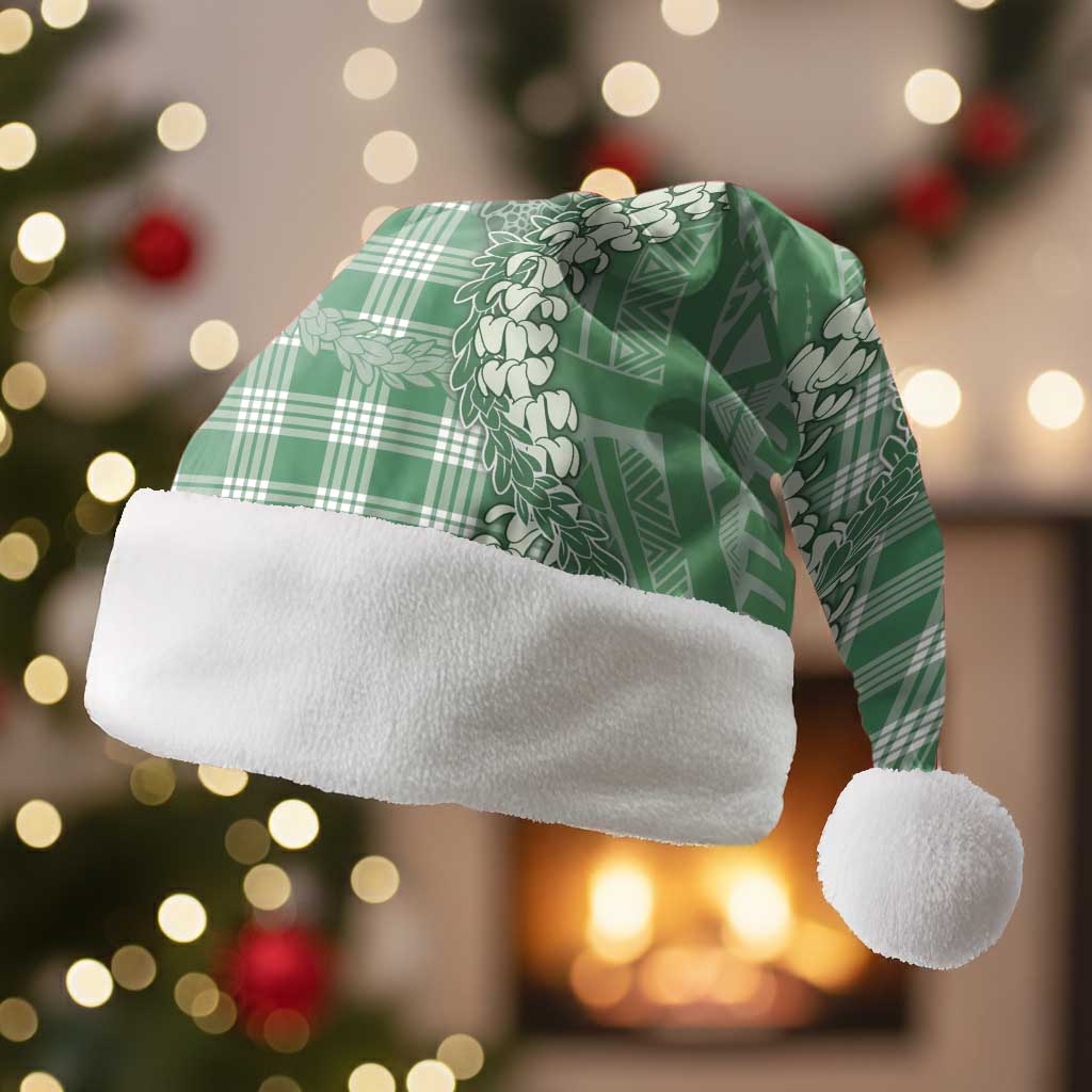 Green Hawaii Palaka Cowboy Turtle Christmas Santa Hat Hawaiian Paniolo Puakenikeni Maile Lei - Polynesian Pride