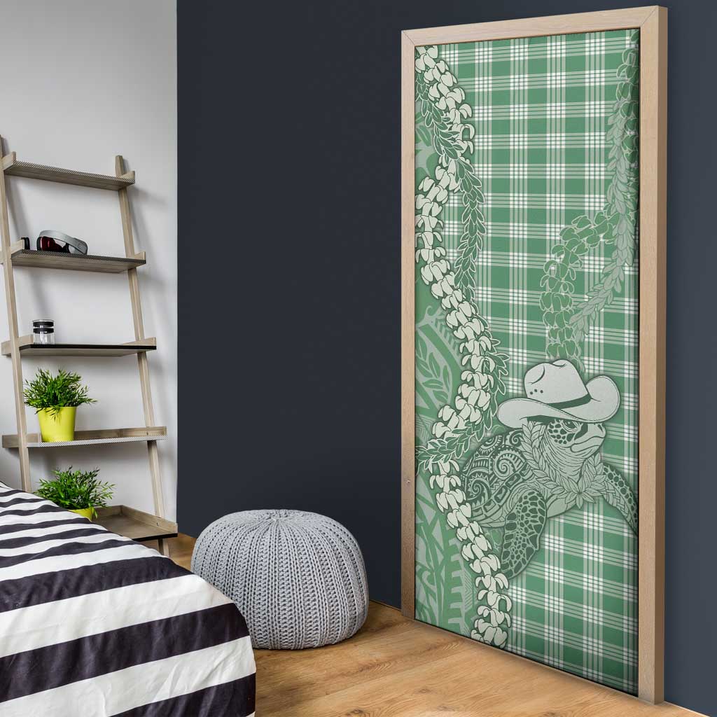 Green Hawaii Palaka Cowboy Turtle Door Cover Hawaiian Paniolo Puakenikeni Maile Lei - Polynesian Pride
