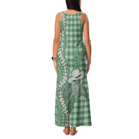 Green Hawaii Palaka Cowboy Turtle Family Matching Tank Maxi Dress and Hawaiian Shirt Hawaiian Paniolo Puakenikeni Maile Lei - Polynesian Pride