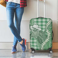 Green Hawaii Palaka Cowboy Turtle Luggage Cover Hawaiian Paniolo Puakenikeni Maile Lei - Polynesian Pride