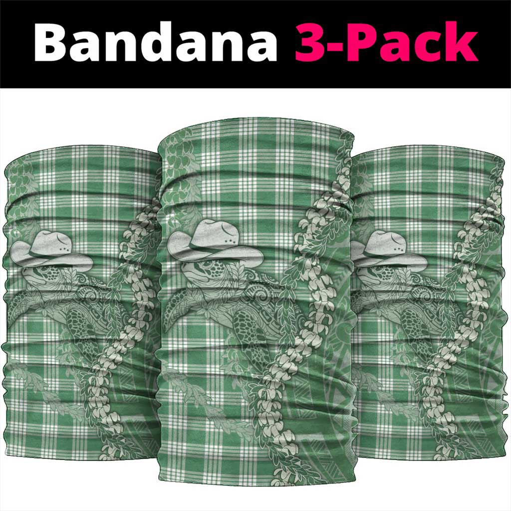 Green Hawaii Palaka Cowboy Turtle Neck Gaiter Hawaiian Paniolo Puakenikeni Maile Lei - Polynesian Pride