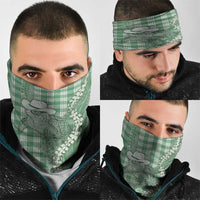 Green Hawaii Palaka Cowboy Turtle Neck Gaiter Hawaiian Paniolo Puakenikeni Maile Lei - Polynesian Pride