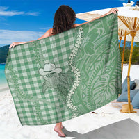 Green Hawaii Palaka Cowboy Turtle Sarong Hawaiian Paniolo Puakenikeni Maile Lei DT05 One Size 44 x 66 inches Green - Polynesian Pride