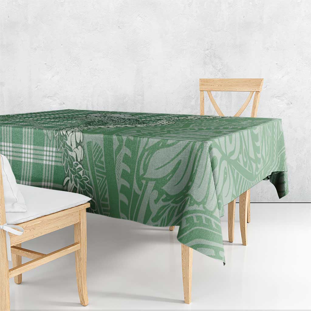 Green Hawaii Palaka Cowboy Turtle Tablecloth Hawaiian Paniolo Puakenikeni Maile Lei - Polynesian Pride