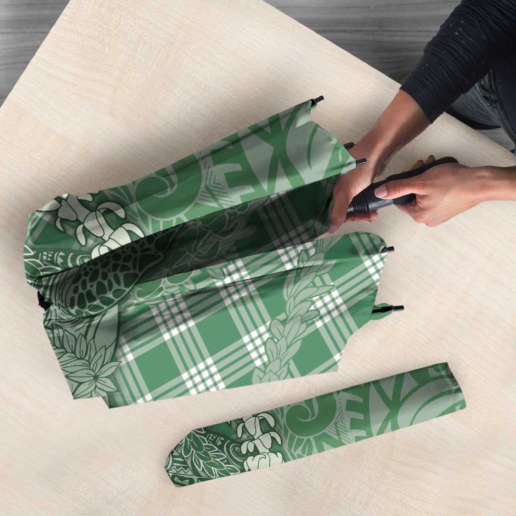 Green Hawaii Palaka Cowboy Turtle Umbrella Hawaiian Paniolo Puakenikeni Maile Lei - Polynesian Pride