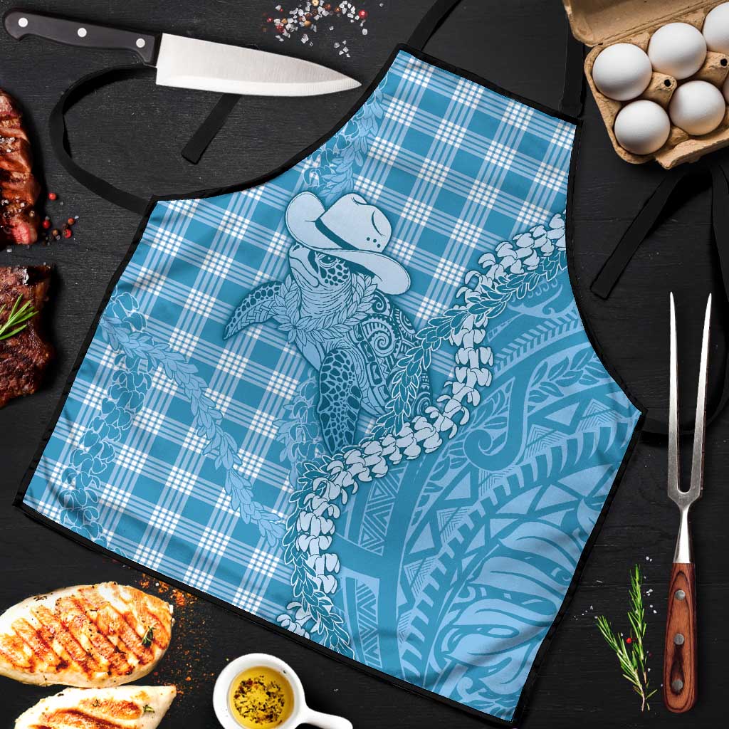 Blue Hawaii Palaka Cowboy Turtle Apron Hawaiian Paniolo Puakenikeni Maile Lei - Polynesian Pride