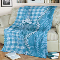 Blue Hawaii Palaka Cowboy Turtle Blanket Hawaiian Paniolo Puakenikeni Maile Lei - Polynesian Pride