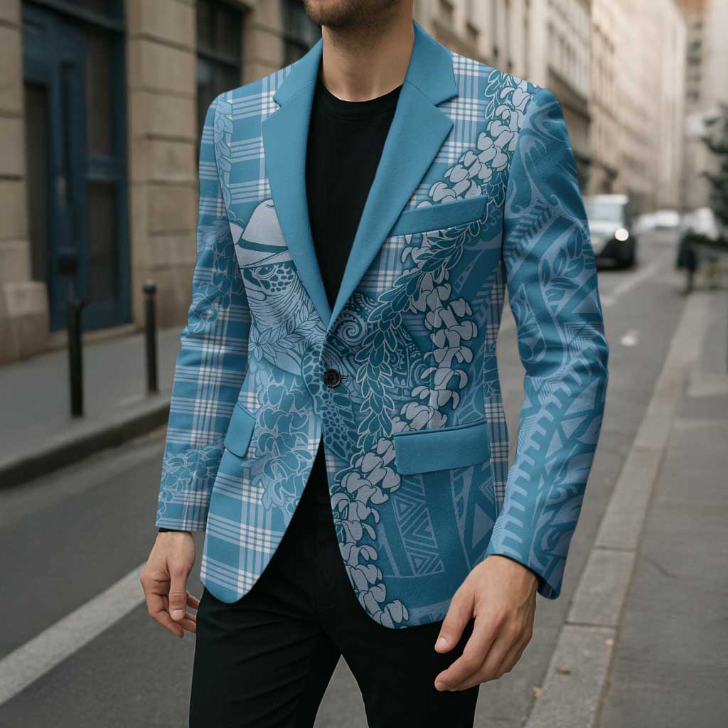 Blue Hawaii Palaka Cowboy Turtle Blazer Hawaiian Paniolo Puakenikeni Maile Lei - Polynesian Pride