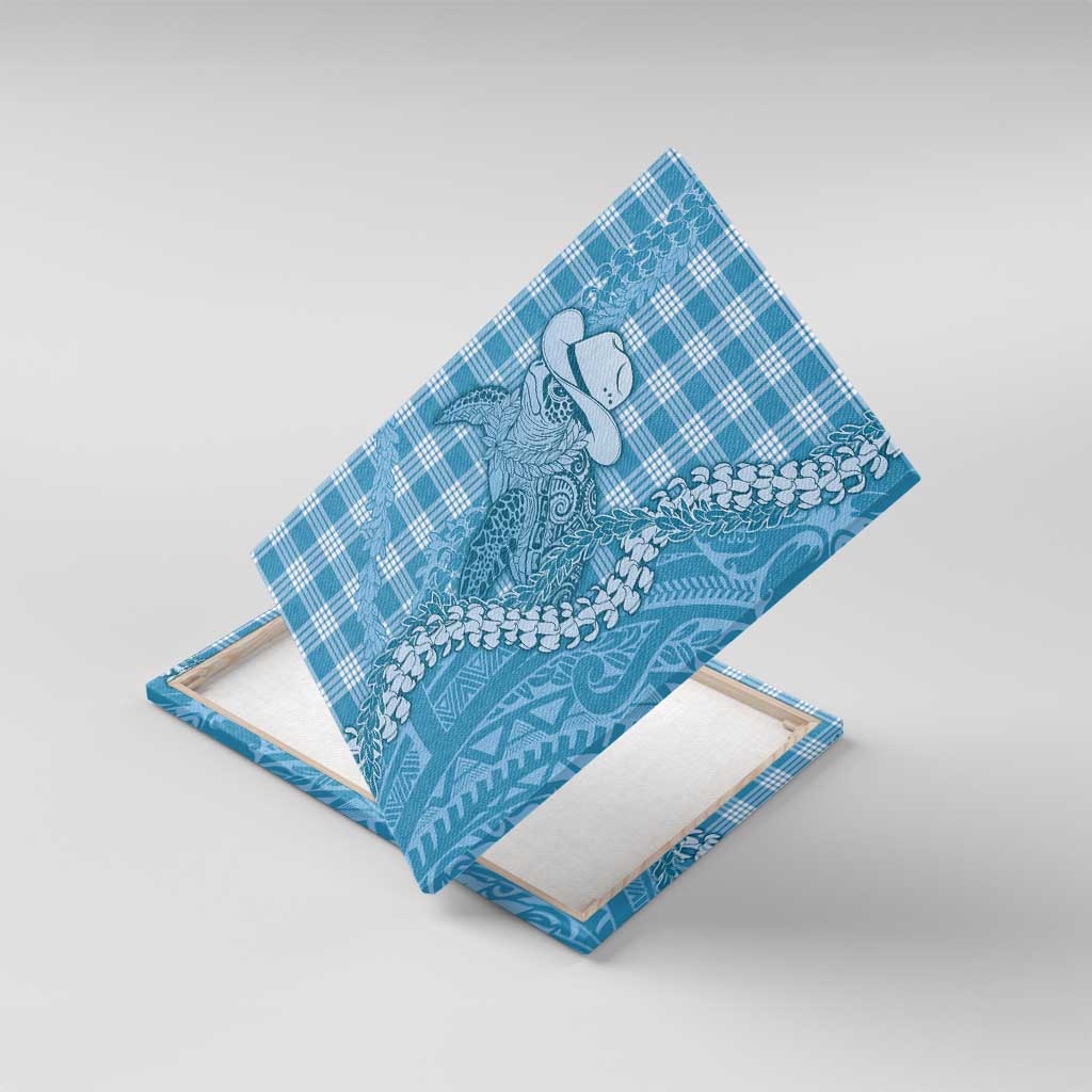 Blue Hawaii Palaka Cowboy Turtle Canvas Wall Art Hawaiian Paniolo Puakenikeni Maile Lei - Polynesian Pride