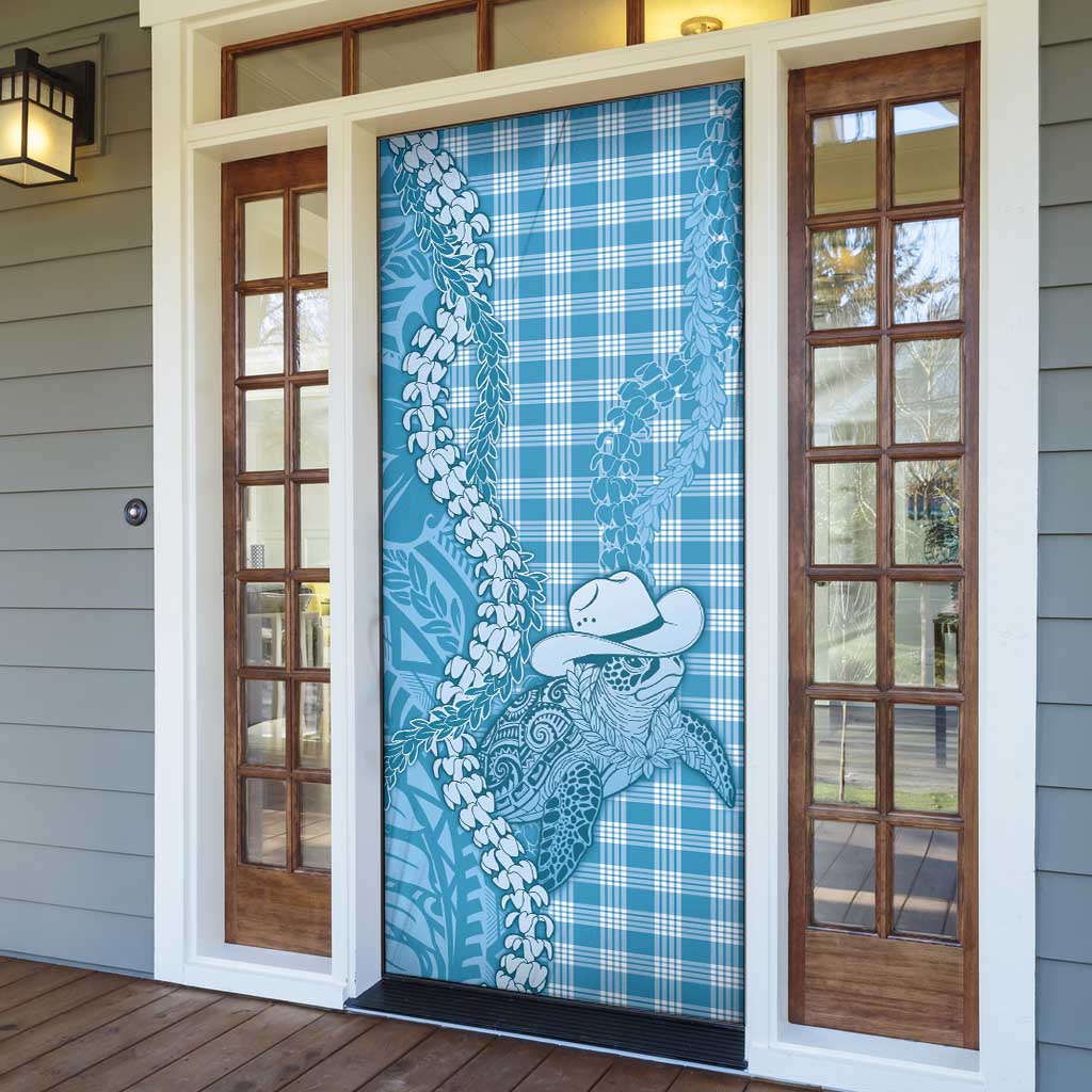 Blue Hawaii Palaka Cowboy Turtle Door Cover Hawaiian Paniolo Puakenikeni Maile Lei - Polynesian Pride