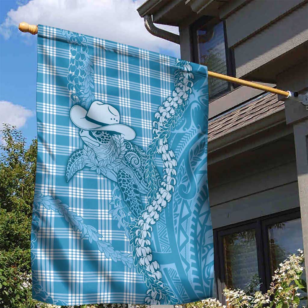 Blue Hawaii Palaka Cowboy Turtle Garden Flag Hawaiian Paniolo Puakenikeni Maile Lei DT05 - Polynesian Pride