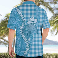 Blue Hawaii Palaka Cowboy Turtle Hawaiian Shirt Hawaiian Paniolo Puakenikeni Maile Lei - Polynesian Pride