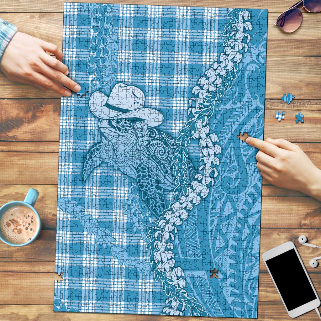 Blue Hawaii Palaka Cowboy Turtle Puzzle Hawaiian Paniolo Puakenikeni Maile Lei - Polynesian Pride