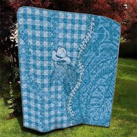 Blue Hawaii Palaka Cowboy Turtle Quilt Hawaiian Paniolo Puakenikeni Maile Lei - Polynesian Pride