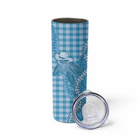 Blue Hawaii Palaka Cowboy Turtle Skinny Tumbler Hawaiian Paniolo Puakenikeni Maile Lei - Polynesian Pride
