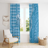 Blue Hawaii Palaka Cowboy Turtle Window Curtain Hawaiian Paniolo Puakenikeni Maile Lei - Polynesian Pride