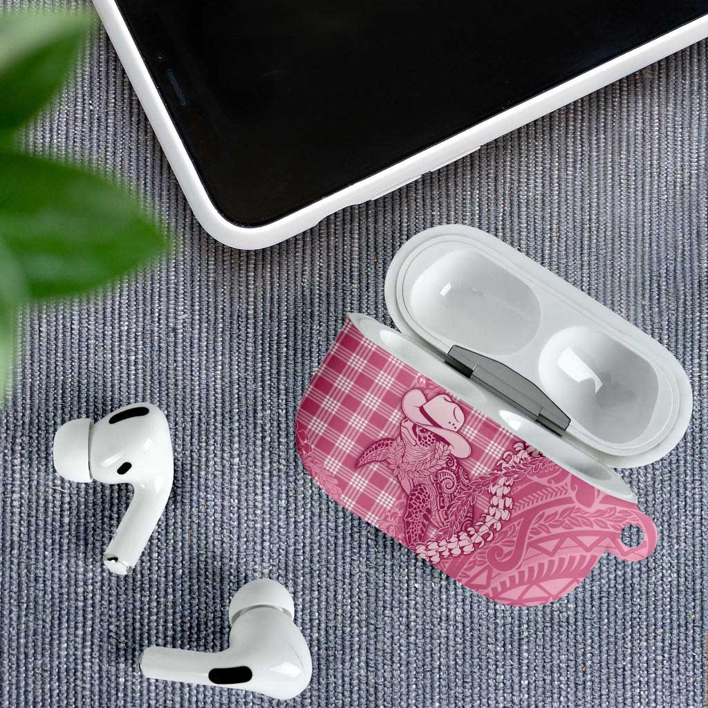 Pink Hawaii Palaka Cowboy Turtle AirPods Case Hawaiian Paniolo Puakenikeni Maile Lei - Polynesian Pride