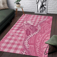 Pink Hawaii Palaka Cowboy Turtle Area Rug Hawaiian Paniolo Puakenikeni Maile Lei - Polynesian Pride