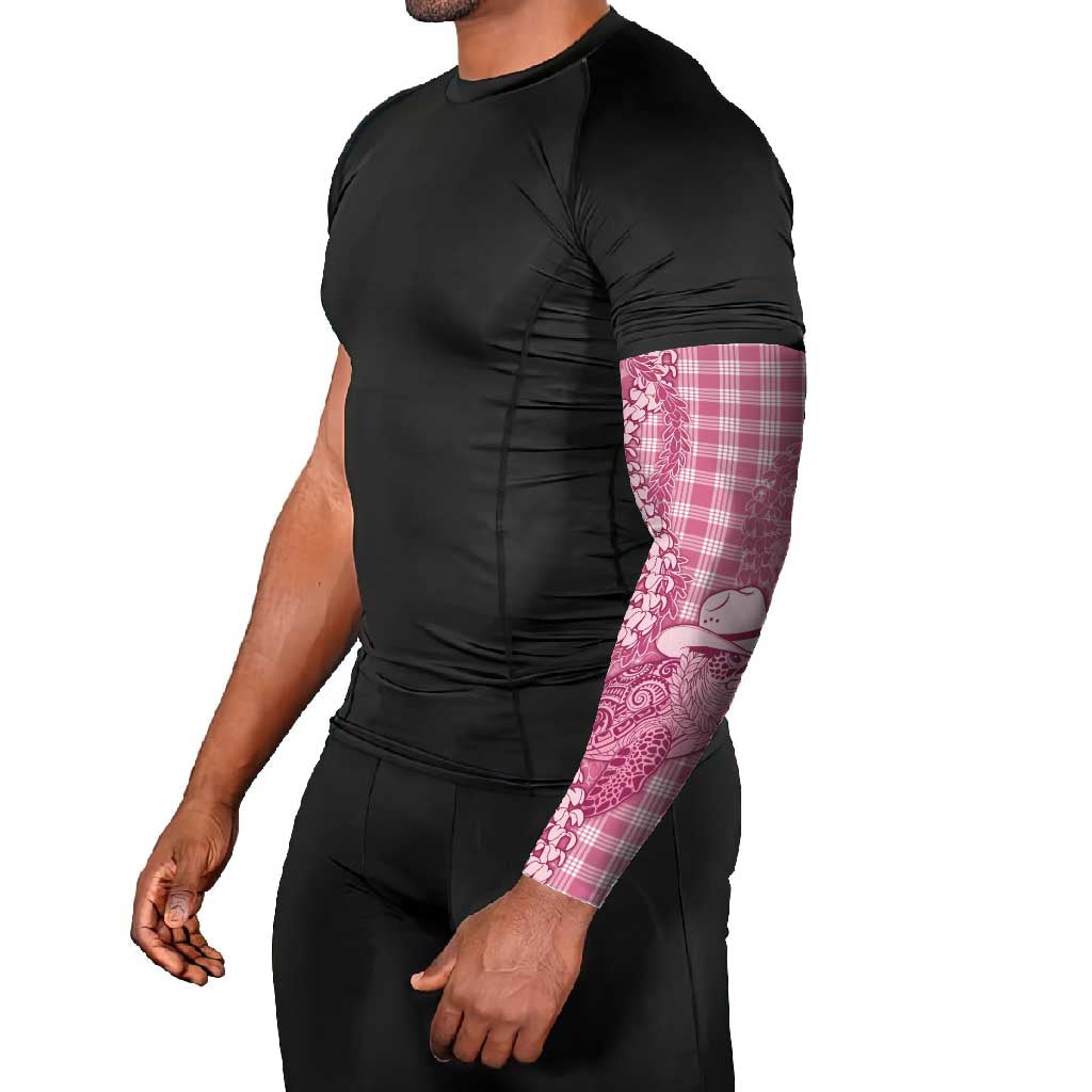 Pink Hawaii Palaka Cowboy Turtle Arm Sleeves Hawaiian Paniolo Puakenikeni Maile Lei - Polynesian Pride