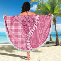 Pink Hawaii Palaka Cowboy Turtle Beach Blanket Hawaiian Paniolo Puakenikeni Maile Lei - Polynesian Pride