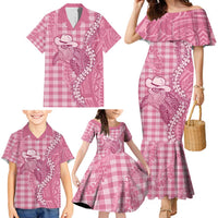 Pink Hawaii Palaka Cowboy Turtle Family Matching Mermaid Dress and Hawaiian Shirt Hawaiian Paniolo Puakenikeni Maile Lei - Polynesian Pride