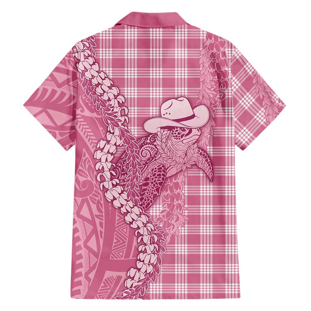 Pink Hawaii Palaka Cowboy Turtle Family Matching Puletasi and Hawaiian Shirt Hawaiian Paniolo Puakenikeni Maile Lei DT05 - Polynesian Pride