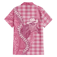 Pink Hawaii Palaka Cowboy Turtle Family Matching Puletasi and Hawaiian Shirt Hawaiian Paniolo Puakenikeni Maile Lei DT05 - Polynesian Pride