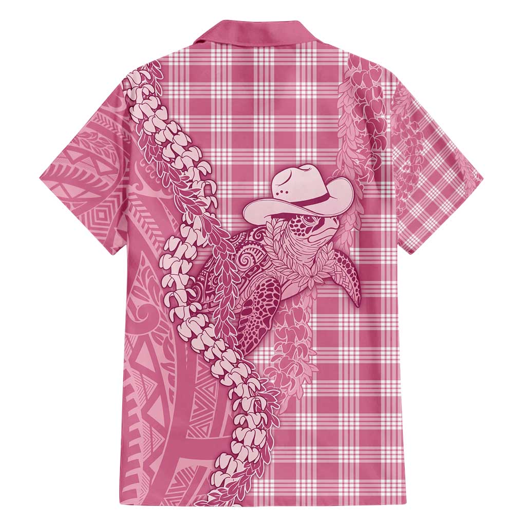 Pink Hawaii Palaka Cowboy Turtle Family Matching Summer Maxi Dress and Hawaiian Shirt Hawaiian Paniolo Puakenikeni Maile Lei - Polynesian Pride