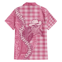 Pink Hawaii Palaka Cowboy Turtle Family Matching Tank Maxi Dress and Hawaiian Shirt Hawaiian Paniolo Puakenikeni Maile Lei - Polynesian Pride